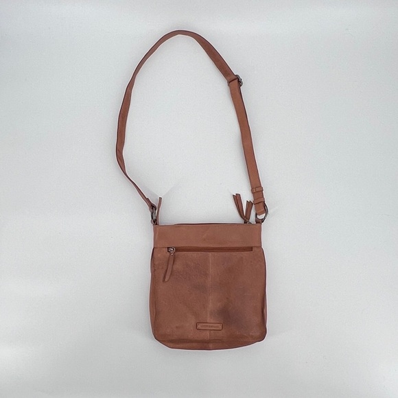 Lucky Brand Brown Leather Geometric Design Shoulder Purse - Picture 3 of 8
